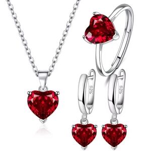 Heart-Shaped Red Jewelry Set
